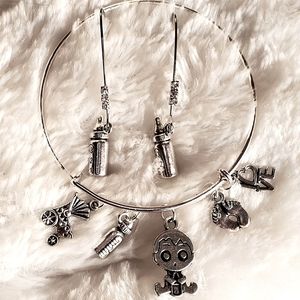 New Mom Charm Bracelet & Earrings